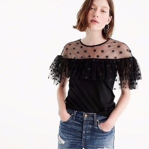 NWT - J.Crew Starry Tulle Top - Black - S